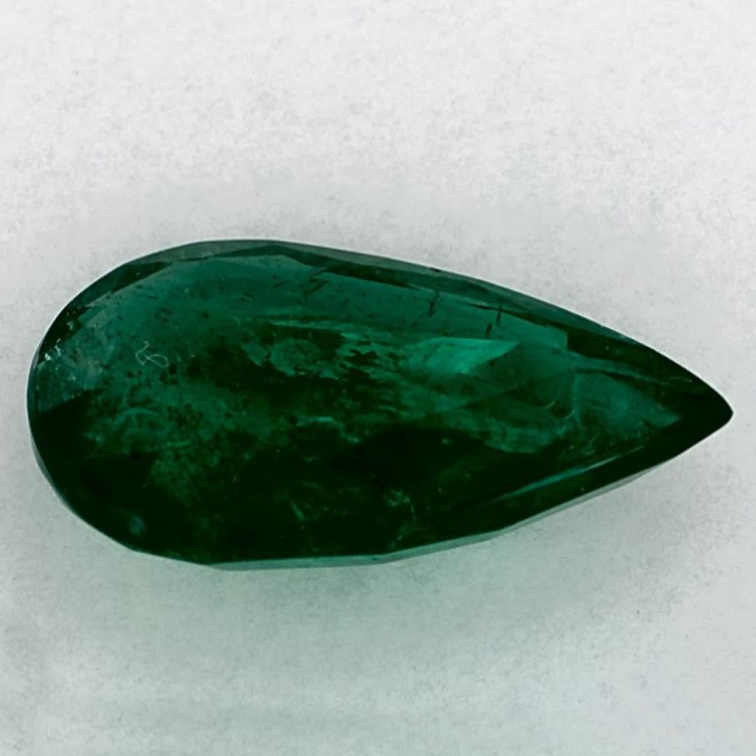 3.15 Ct Emerald Pear Loose Gemstone In New Condition In Fort Lee, NJ