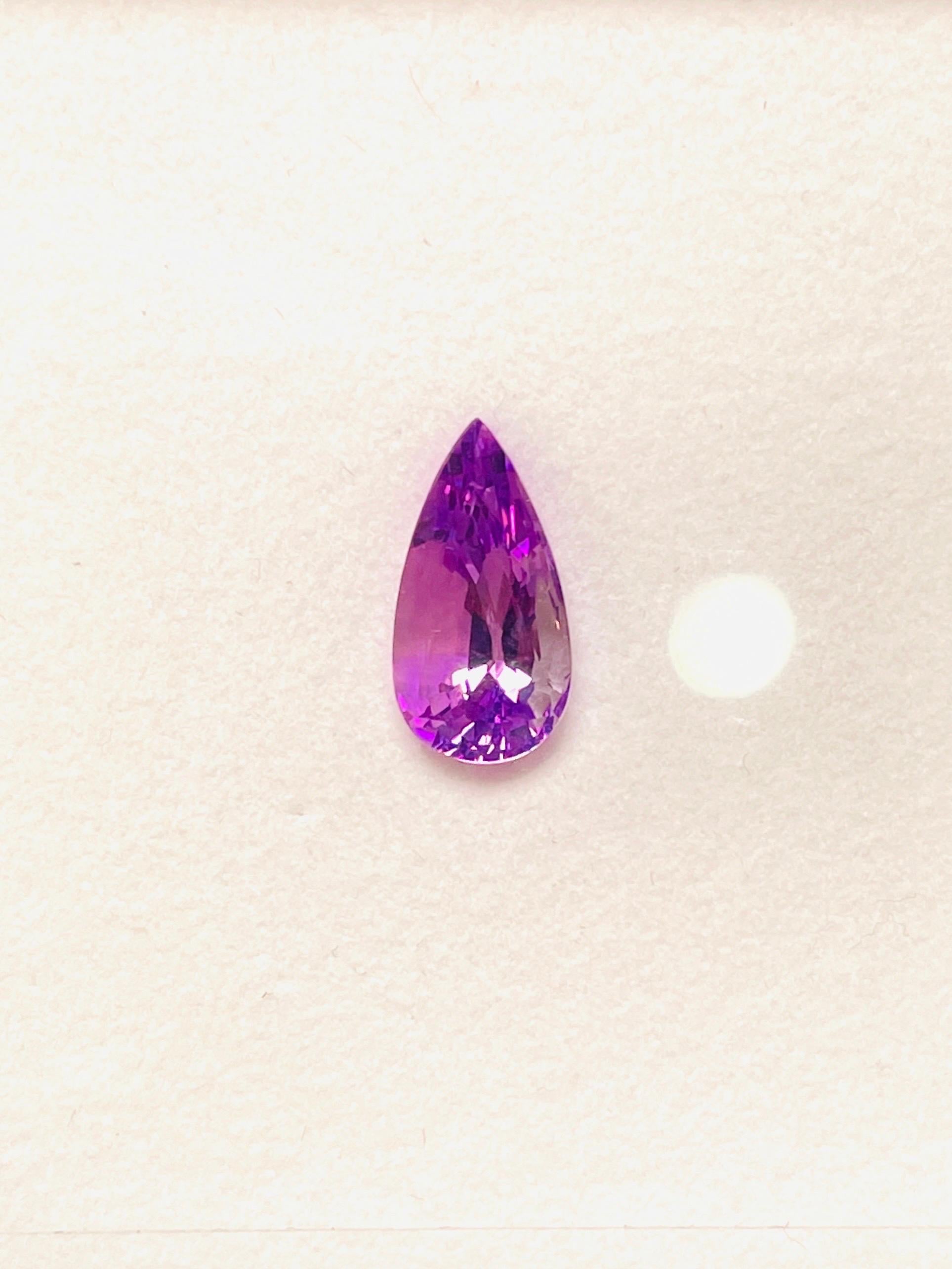Taglio a goccia 3,15 carati di tanzanite rosa violacea non riscaldata zoisite occhio pulito in vendita