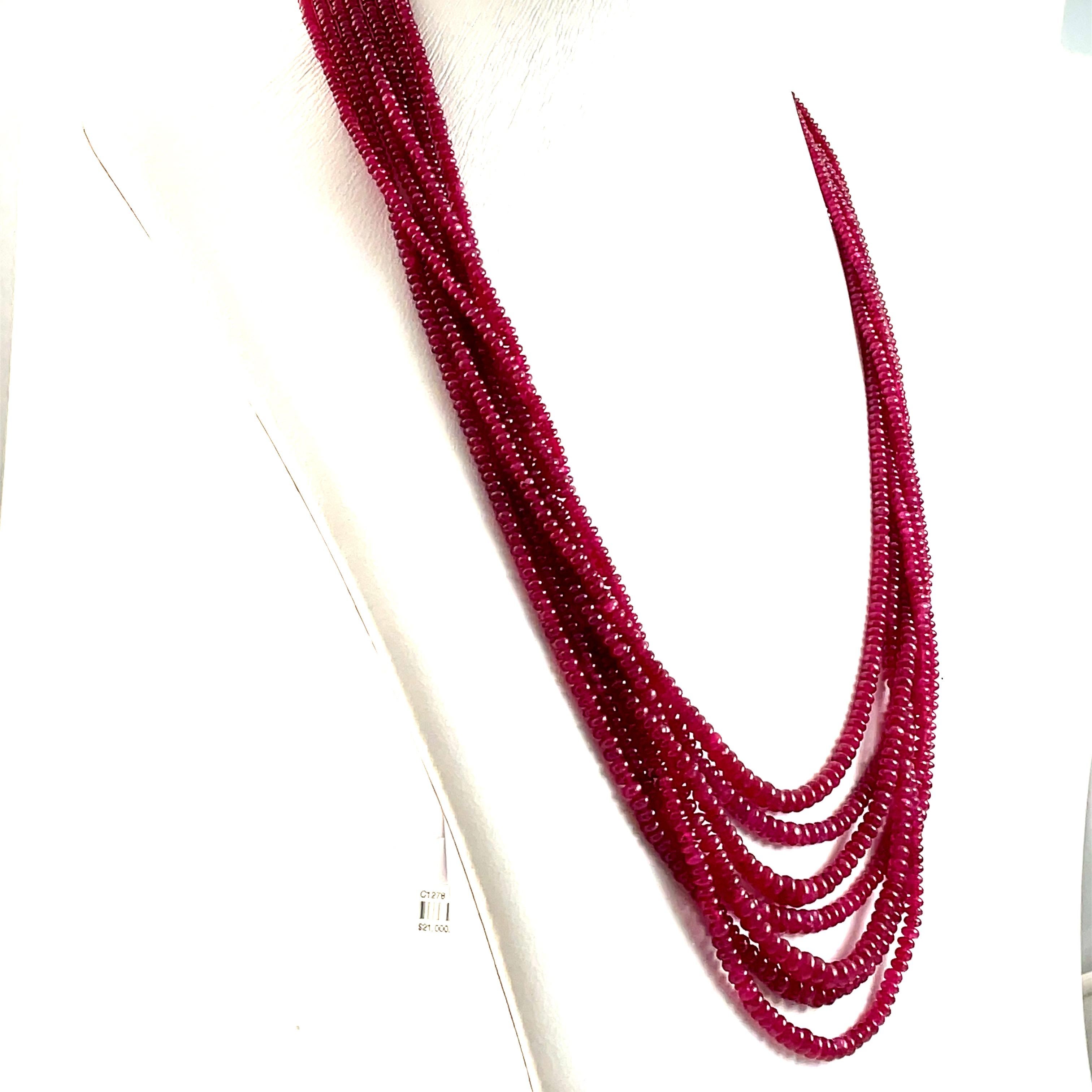 Contemporary 315.05ct Ruby Strand Necklace
