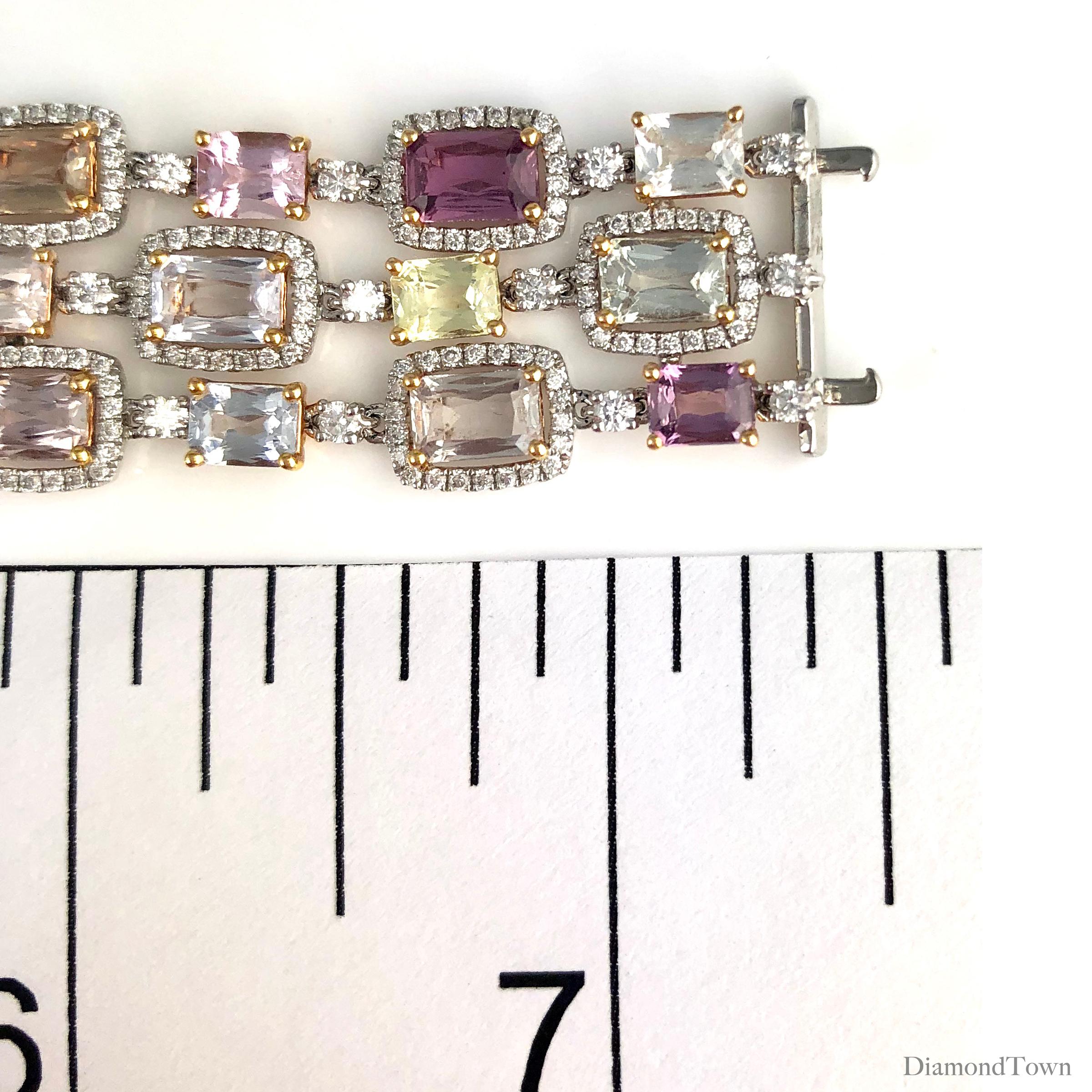 DiamondTown 31.54 Carat Natural Color Sapphire and Diamond Bracelet In New Condition In New York, NY