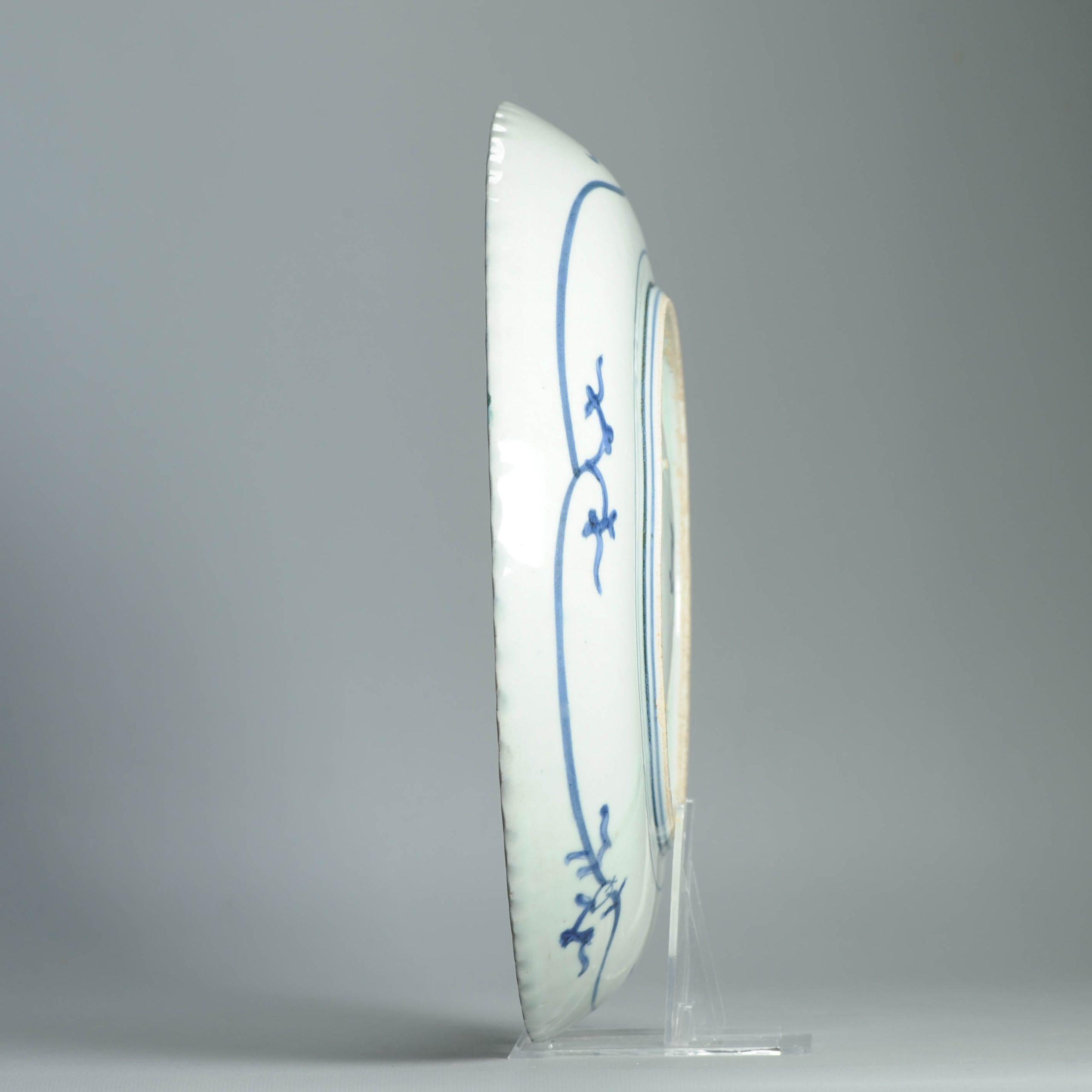 31,5CM Antike Kraak Edo-Periode 1680-1690 Japanische Porzellan Ladegerät Arita im Angebot 8