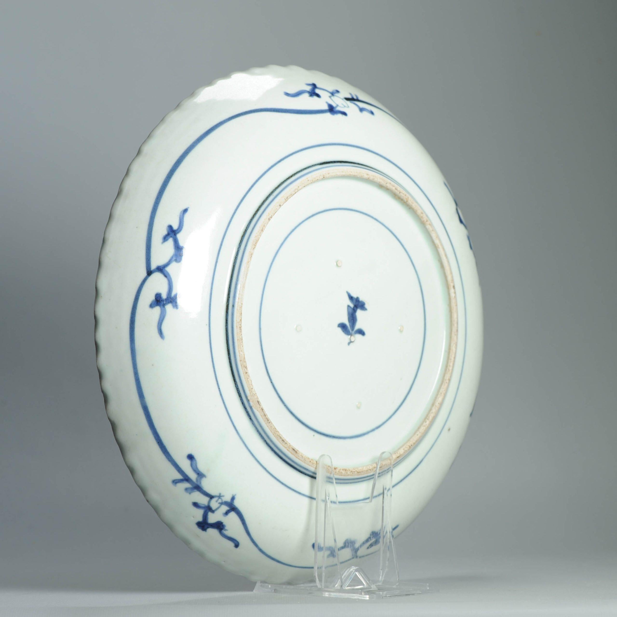 31,5CM Antike Kraak Edo-Periode 1680-1690 Japanische Porzellan Ladegerät Arita (17. Jahrhundert) im Angebot