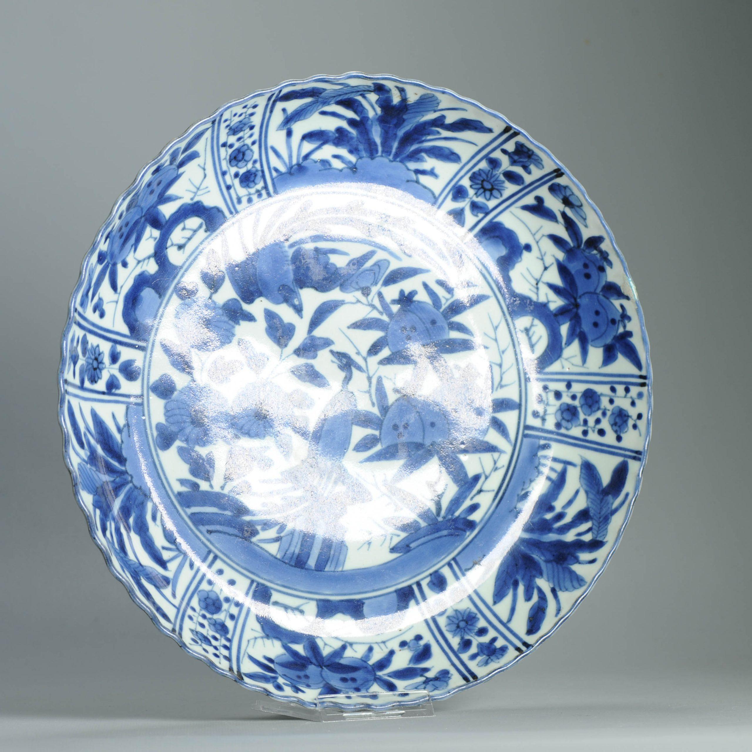 31,5CM Antike Kraak Edo-Periode 1680-1690 Japanische Porzellan Ladegerät Arita im Angebot 1