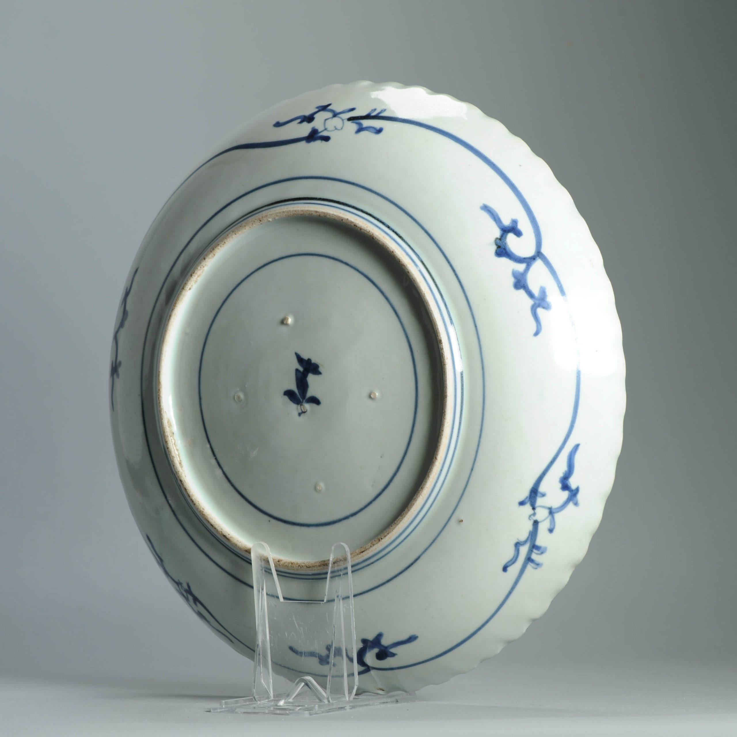 31,5CM Antike Kraak Edo-Periode 1680-1690 Japanische Porzellan Ladegerät Arita im Angebot 3