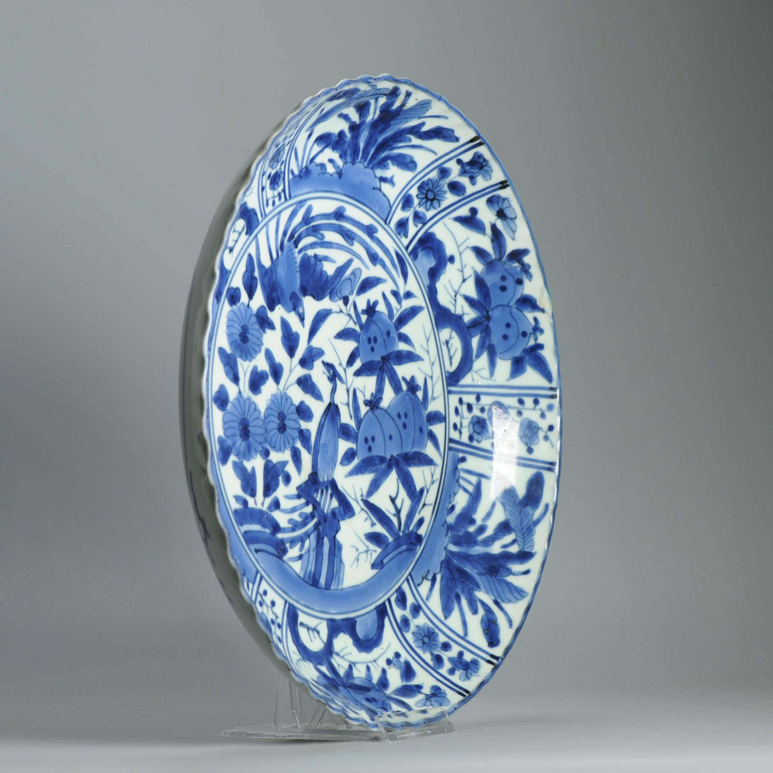 31,5CM Antike Kraak Edo-Periode 1680-1690 Japanische Porzellan Ladegerät Arita im Angebot 4