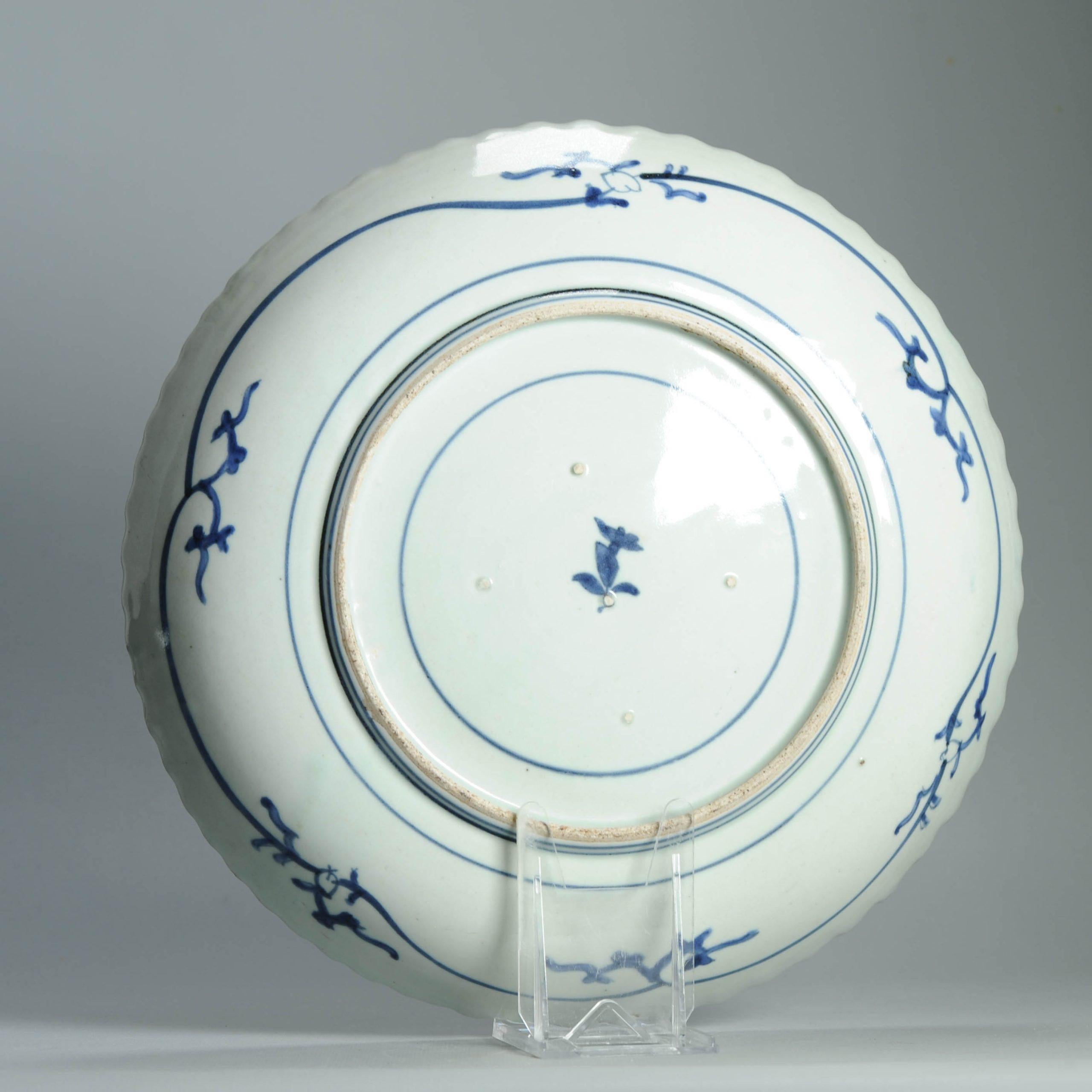 31,5CM Antike Kraak Edo-Periode 1680-1690 Japanische Porzellan Ladegerät Arita im Angebot 5