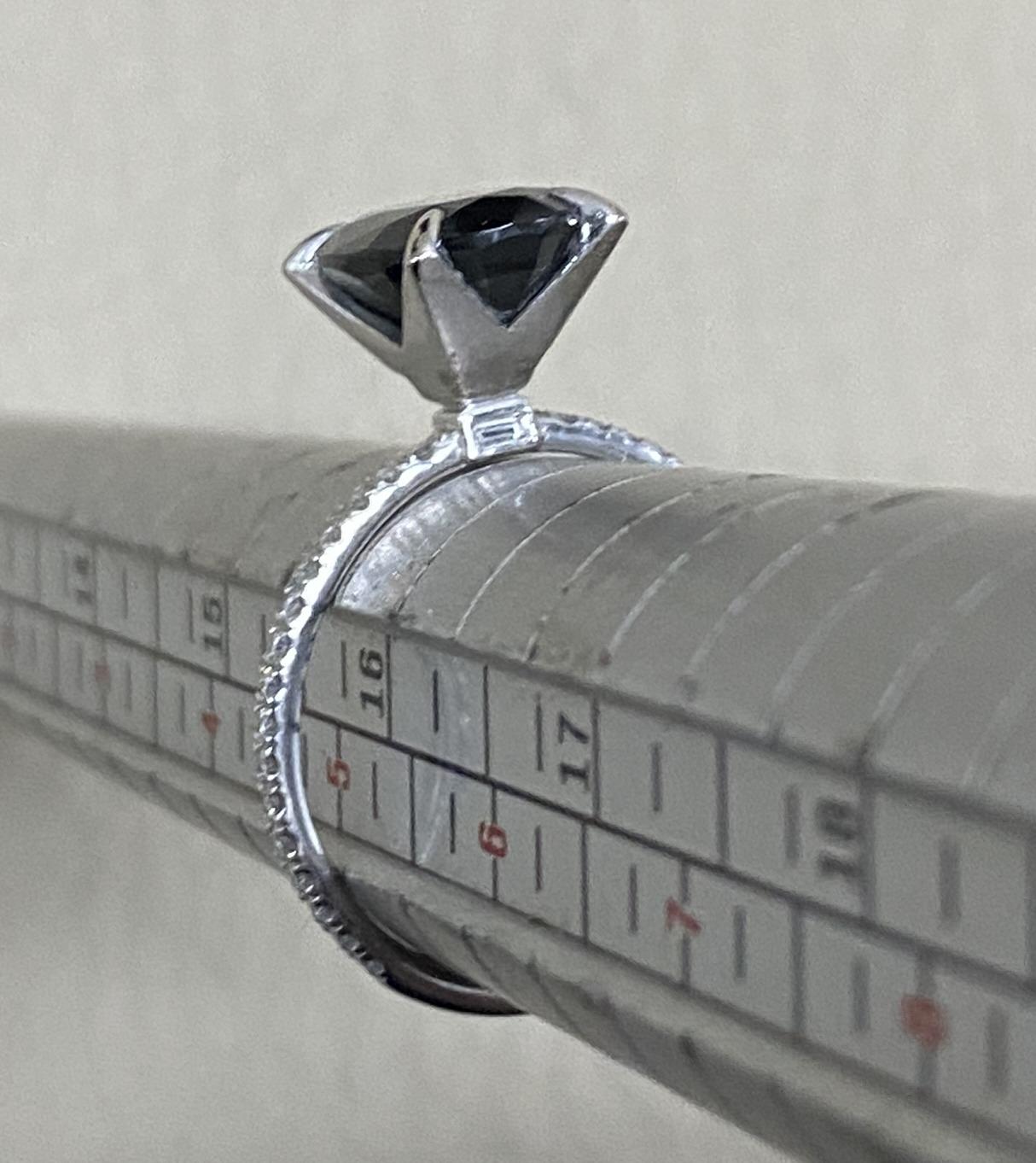 3.15 Carat Black Sapphire 1.6 Carat Diamond Ring and 1.44 Carat Wedding 8