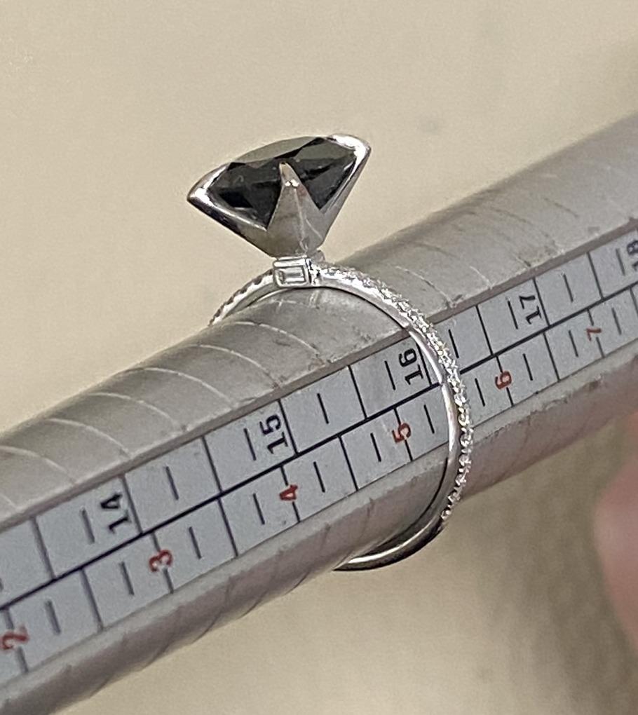 3.15 Carat Black Sapphire 1.6 Carat Diamond Ring and 1.44 Carat Wedding 9