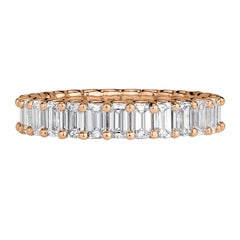 3.15ct Emerald Cut Diamond Eternity Band in 18k Rose Gold