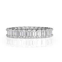 3.15ct Emerald Cut Diamond Eternity Band in 18k White Gold