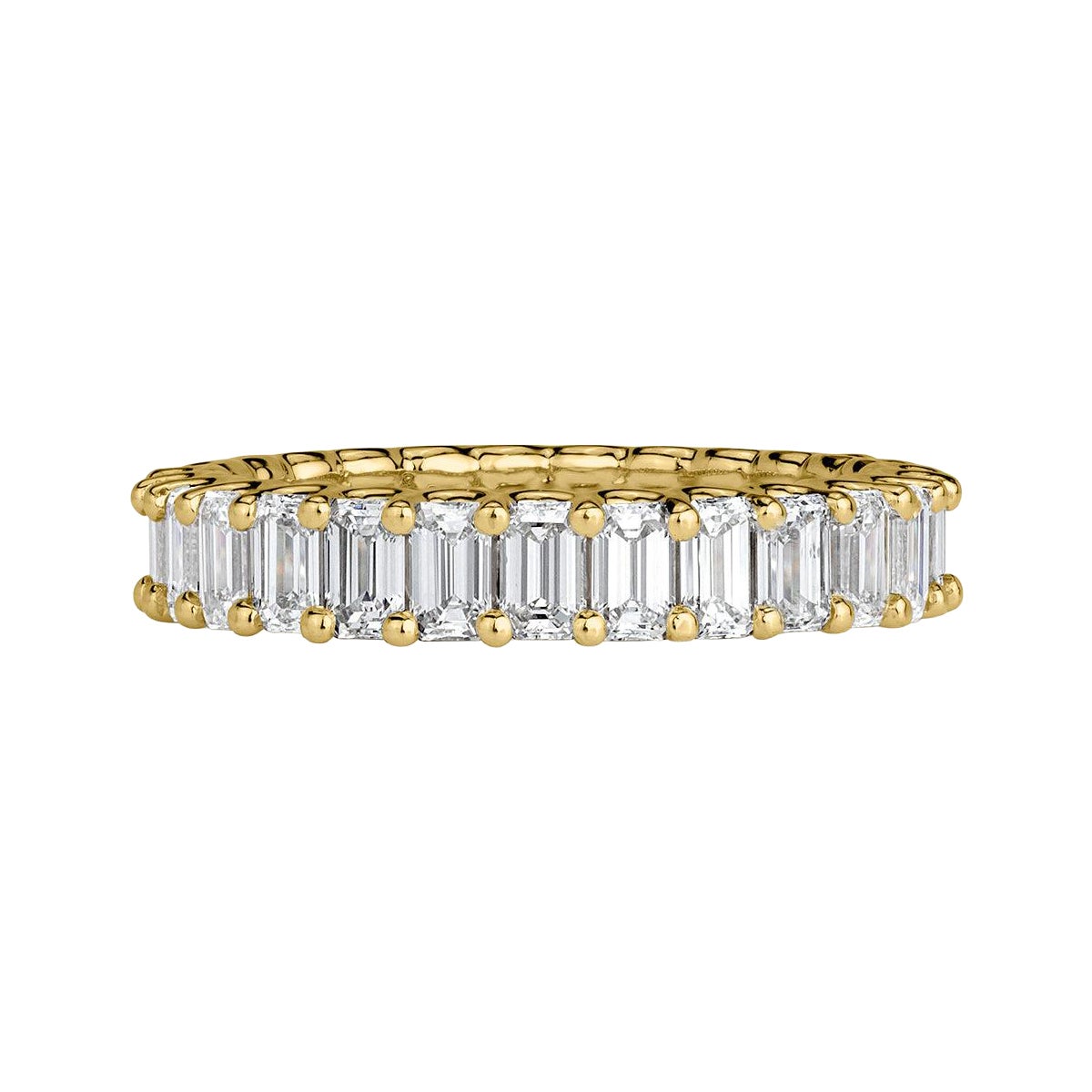 3.15ct Emerald Cut Diamond Eternity Band in 18k Yellow Gold