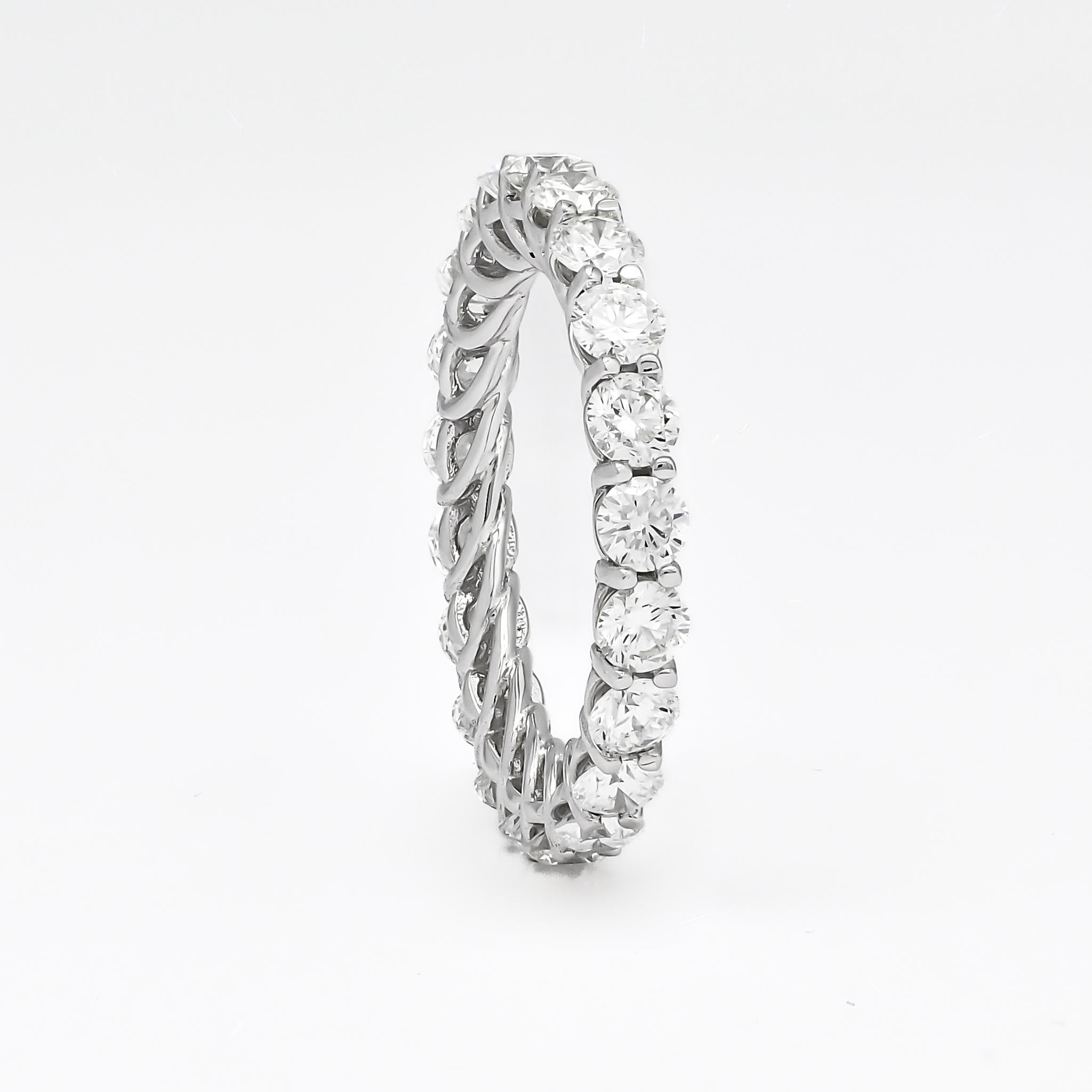 For Sale:  3.15 Carat Full Eternity Natural Diamond Ring in White Gold with 4 Prongs 3
