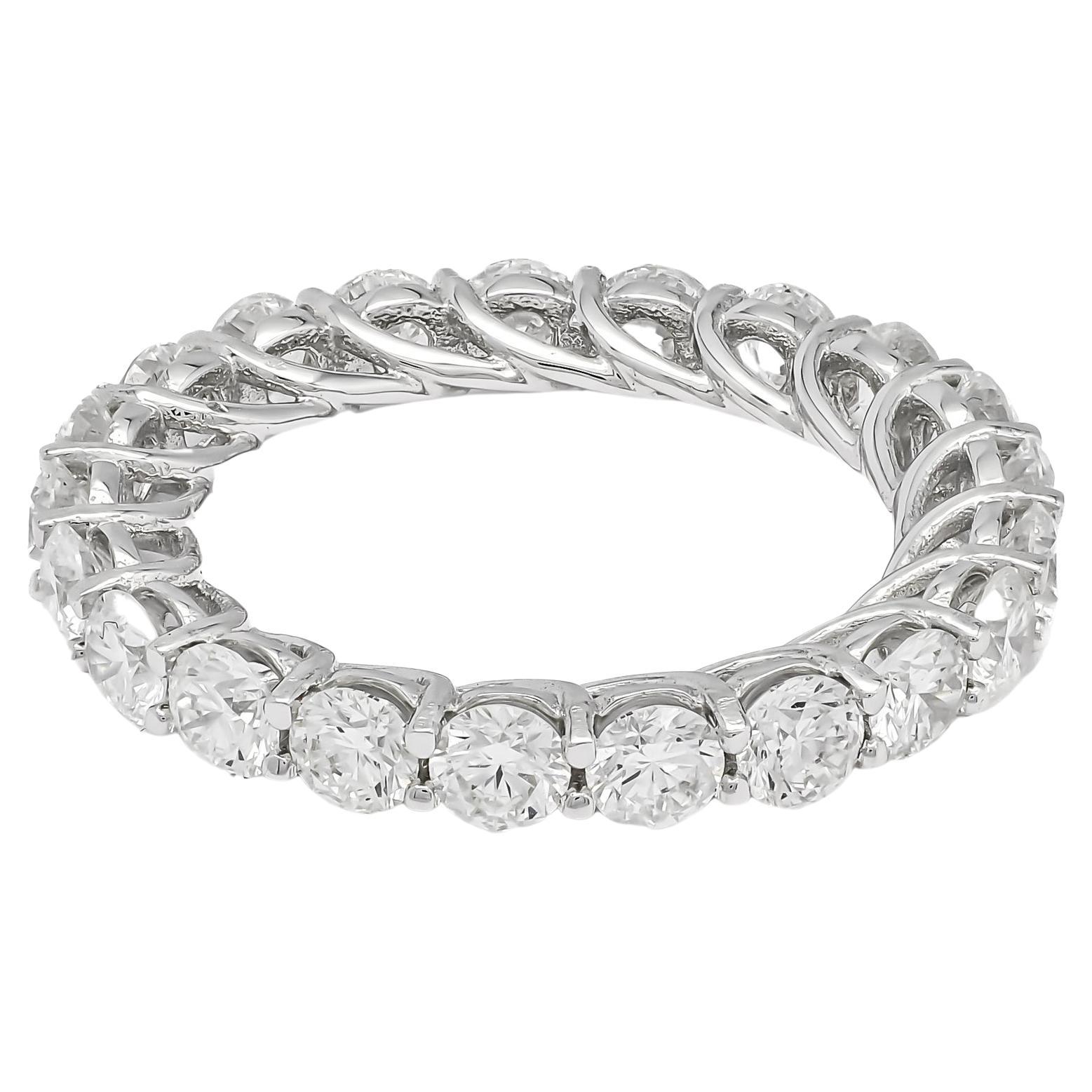 For Sale:  3.15 Carat Full Eternity Natural Diamond Ring in White Gold with 4 Prongs