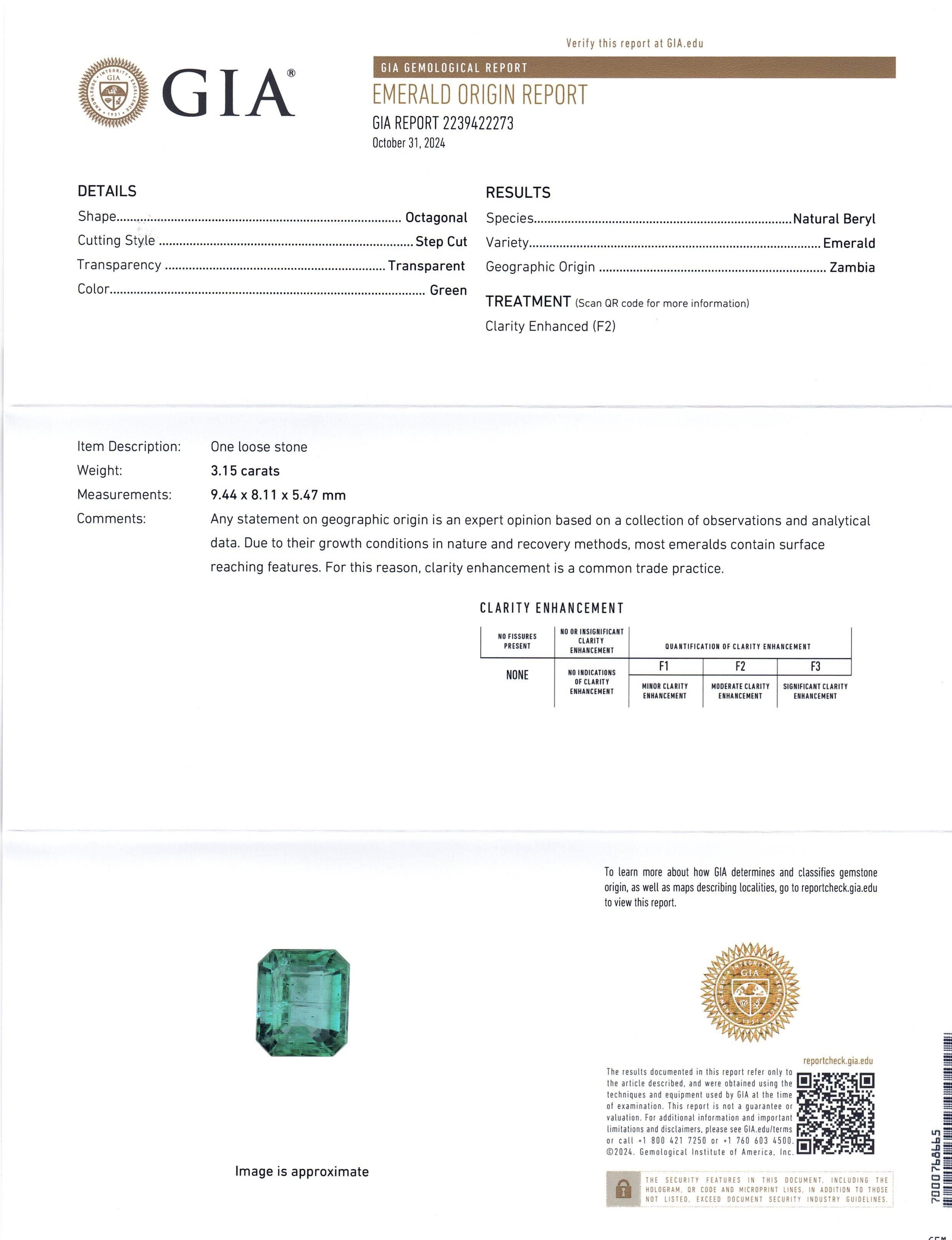 Dies ist ein atemberaubender GIA-zertifizierter Smaragd 


Der GIA-Bericht lautet wie folgt:

GIA-Berichtsnummer: 2239422273
Die Form: Achteckig
Schnittstil: Stufenschnitt
Schnittart: Krone: 
Schnittstil: Pavillon: 
Transparenz: Durchsichtig
Farbe: