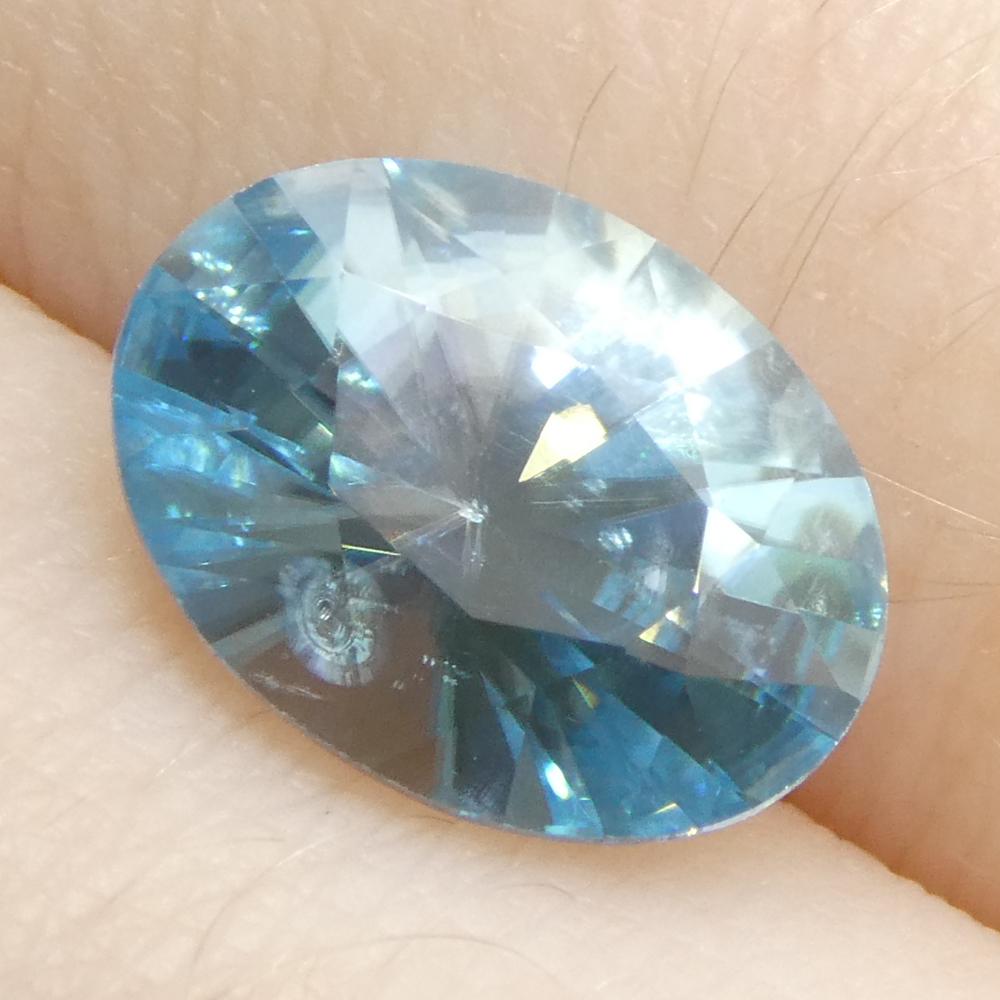 Zircone blu ovale taglio Brilliante da 3,15 carati, estratto dalla terra, proveniente dalla Cambogia in vendita 6