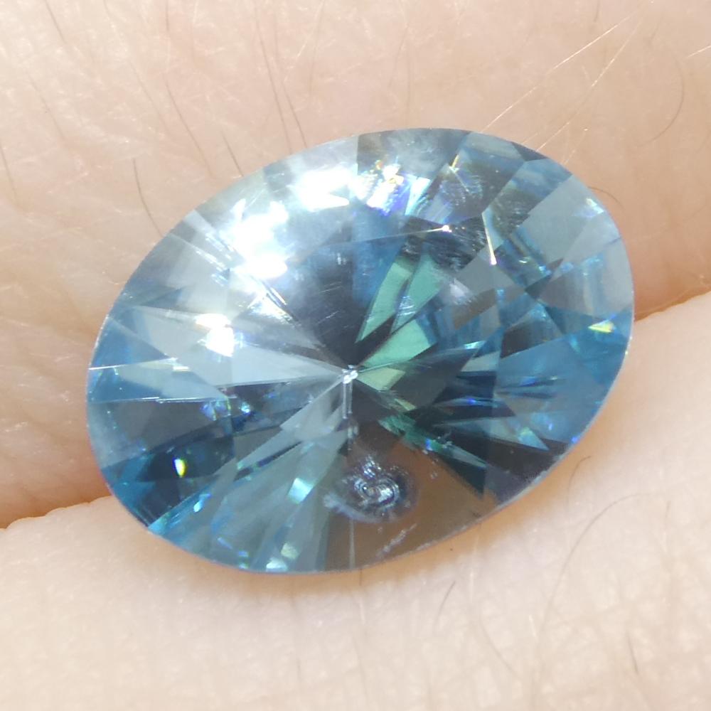 Zircone blu ovale taglio Brilliante da 3,15 carati, estratto dalla terra, proveniente dalla Cambogia in vendita 7