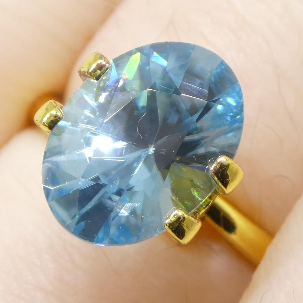 Taglio brillante Zircone blu ovale taglio Brilliante da 3,15 carati, estratto dalla terra, proveniente dalla Cambogia in vendita