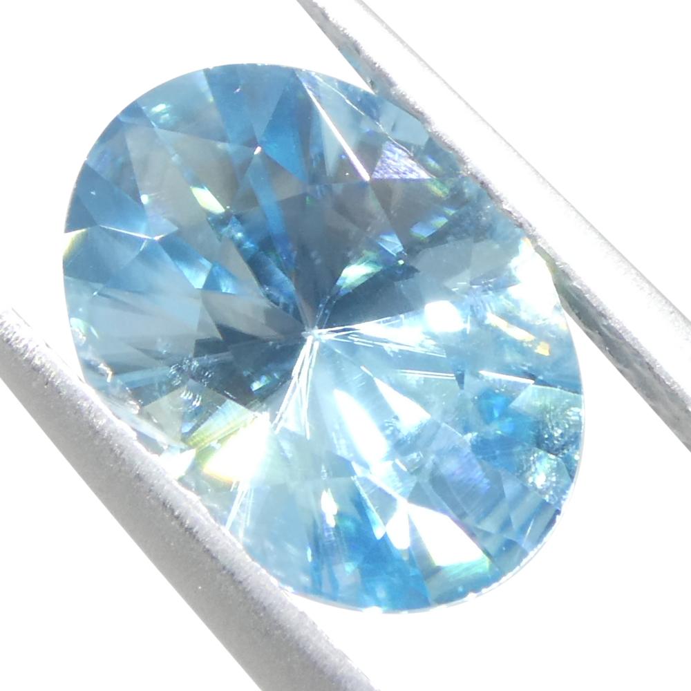 Zircone blu ovale taglio Brilliante da 3,15 carati, estratto dalla terra, proveniente dalla Cambogia In condizioni Nuovo in vendita a Toronto, Ontario