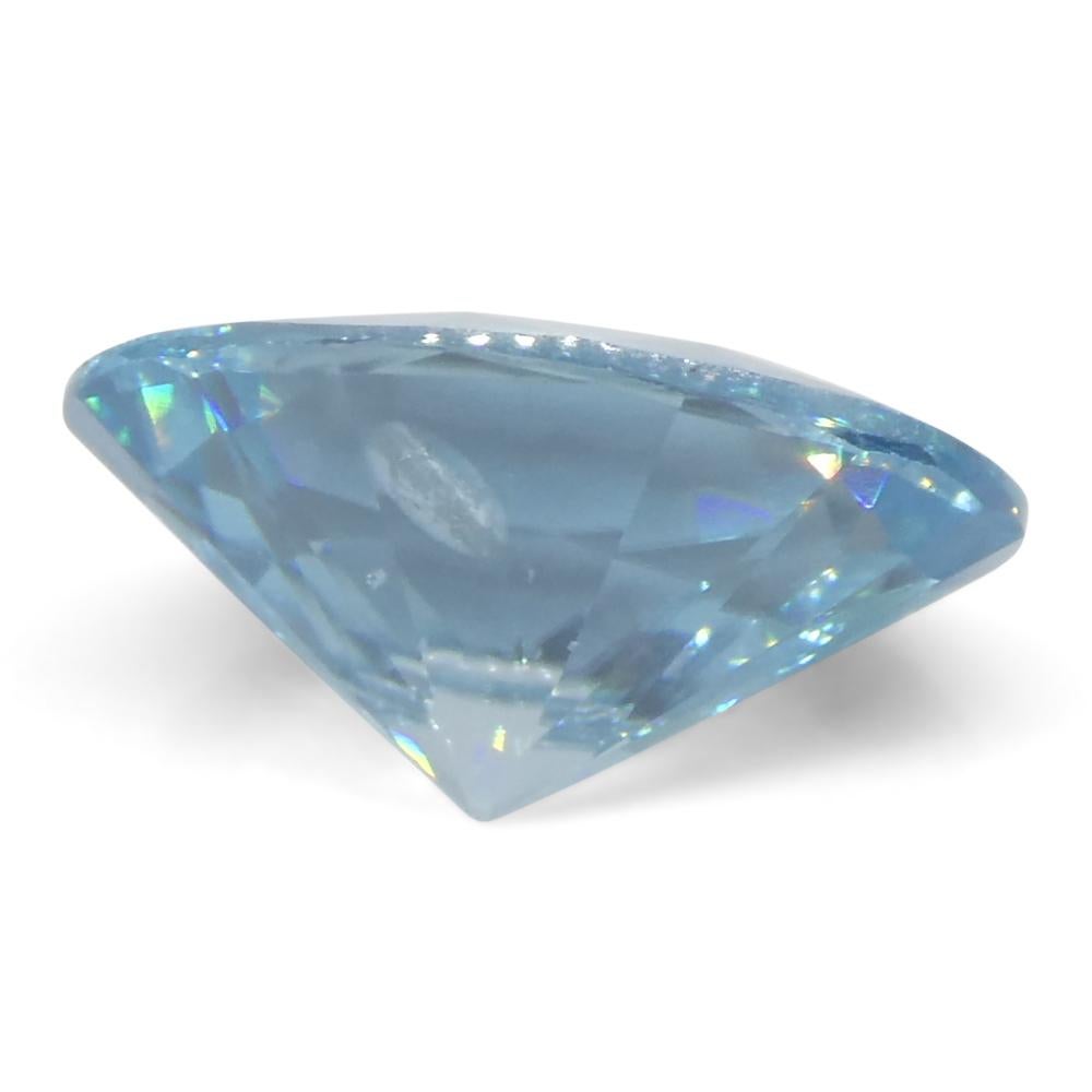 Zircone blu ovale taglio Brilliante da 3,15 carati, estratto dalla terra, proveniente dalla Cambogia in vendita 2