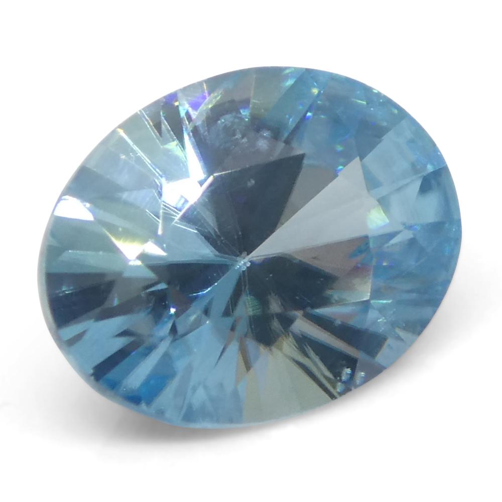 Zircone blu ovale taglio Brilliante da 3,15 carati, estratto dalla terra, proveniente dalla Cambogia in vendita 3
