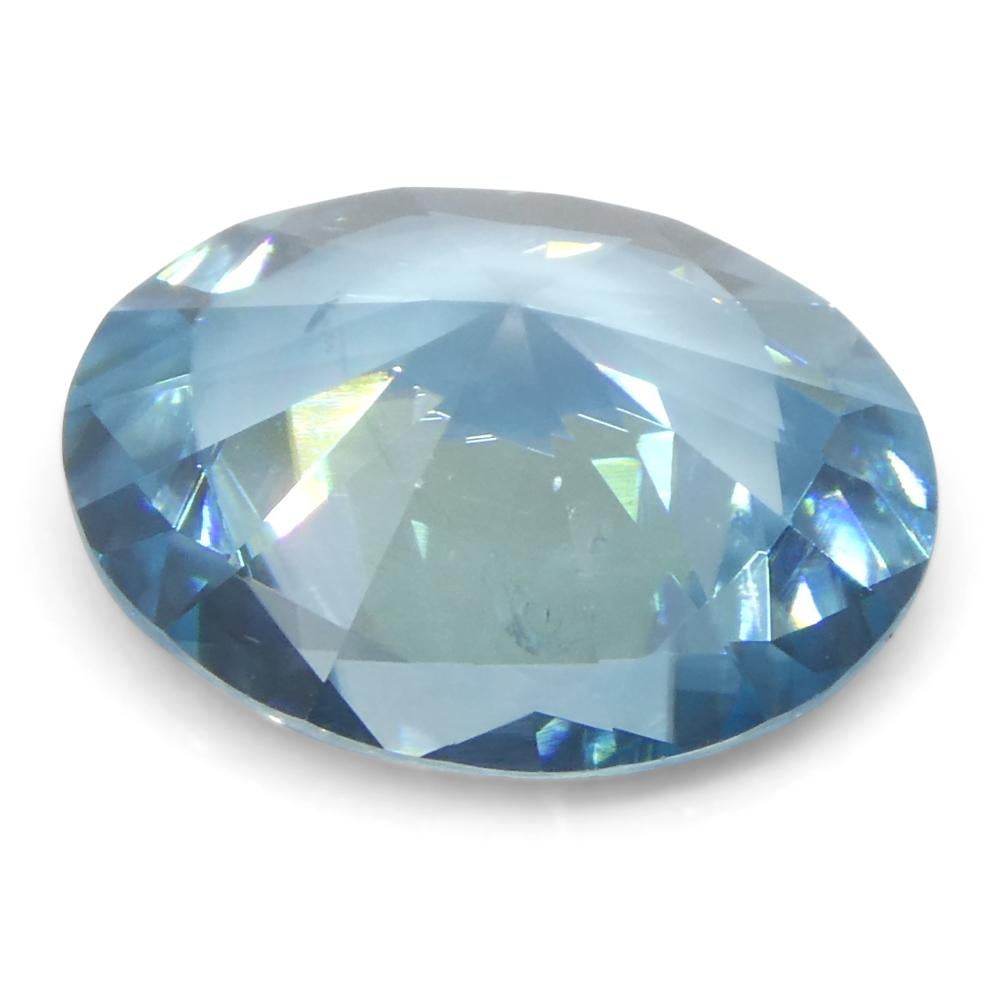 Zircone blu ovale taglio Brilliante da 3,15 carati, estratto dalla terra, proveniente dalla Cambogia in vendita 4