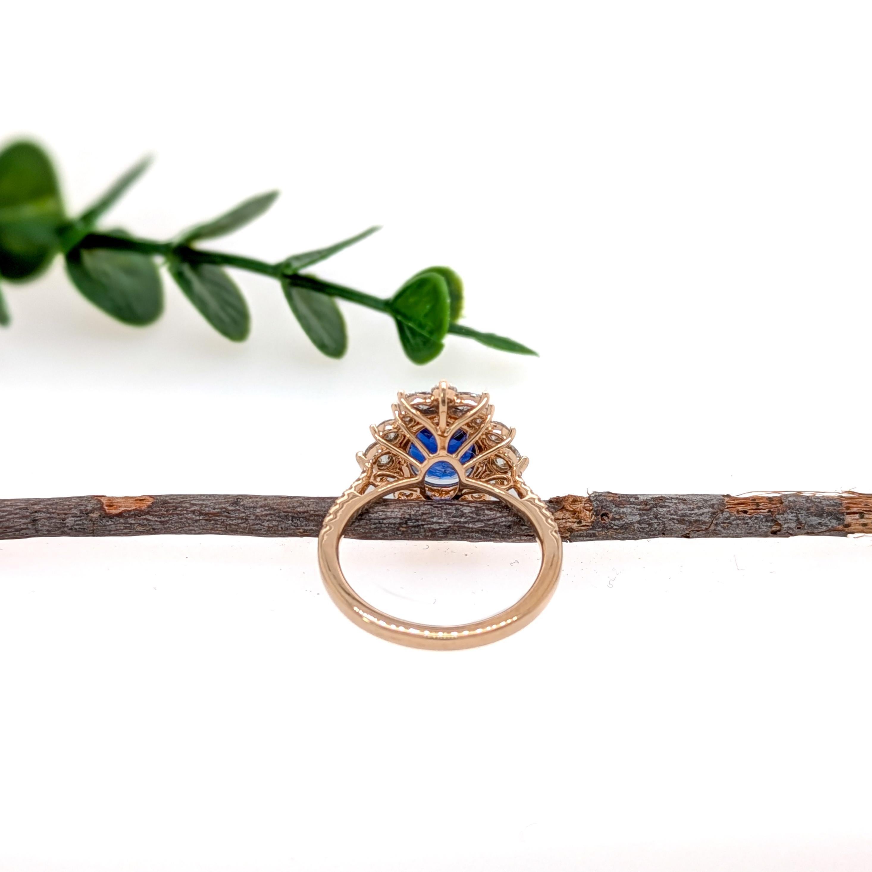 3.15ct Sapphire Ring w Earth Mined Diamonds in 14K Solid Gold  Oval 10x8mm In New Condition For Sale In Columbus, OH