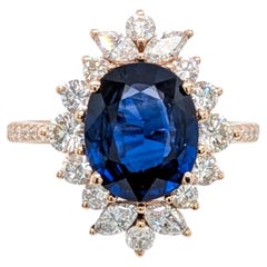 3.15ct Sapphire Ring w Earth Mined Diamonds in 14K Solid Gold  Oval 10x8mm