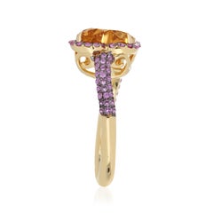 3.15CT's Citrine and Pink Sapphire 14k Yellow Gold HandCraft Ring