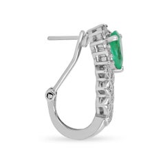 3.15cts Pear Cut Colombian Emerald & Diamond Drop Earrings 14K Natural
