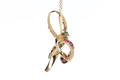 3.15tcw 14K Multi Gemstone Pendant, Emerald, Sapphire, Ruby, Diamond Pendant