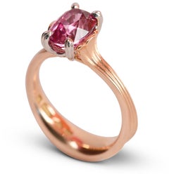 3.16 Carat Burma Pink Spinel Solitaire Ring in Platinum and 18 Karat Rose Gold