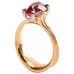 3.16 Carat Burma Pink Spinel Solitaire Ring in Platinum and 18 Karat Rose Gold
