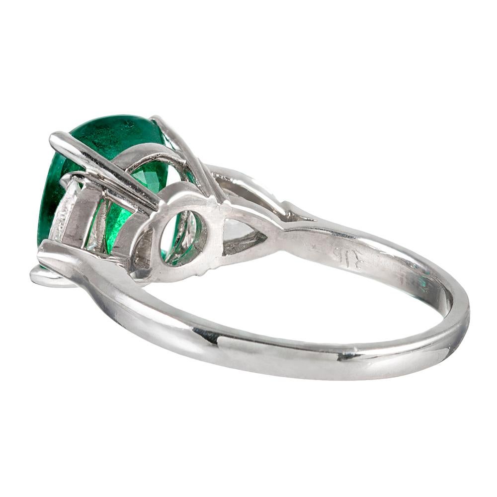 3.16 Carat Cushion Emerald and Shield Diamond Ring In Good Condition In Carmel-by-the-Sea, CA