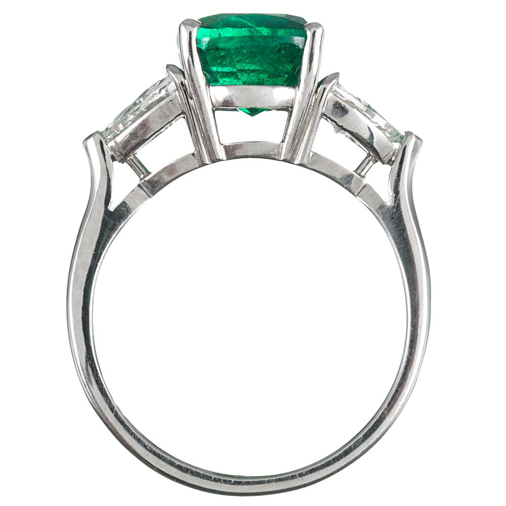 Women's 3.16 Carat Cushion Emerald and Shield Diamond Ring
