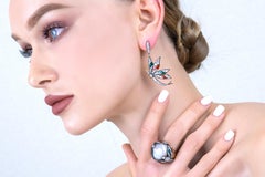 3.16 Carat Diamond and Enamel Earrings