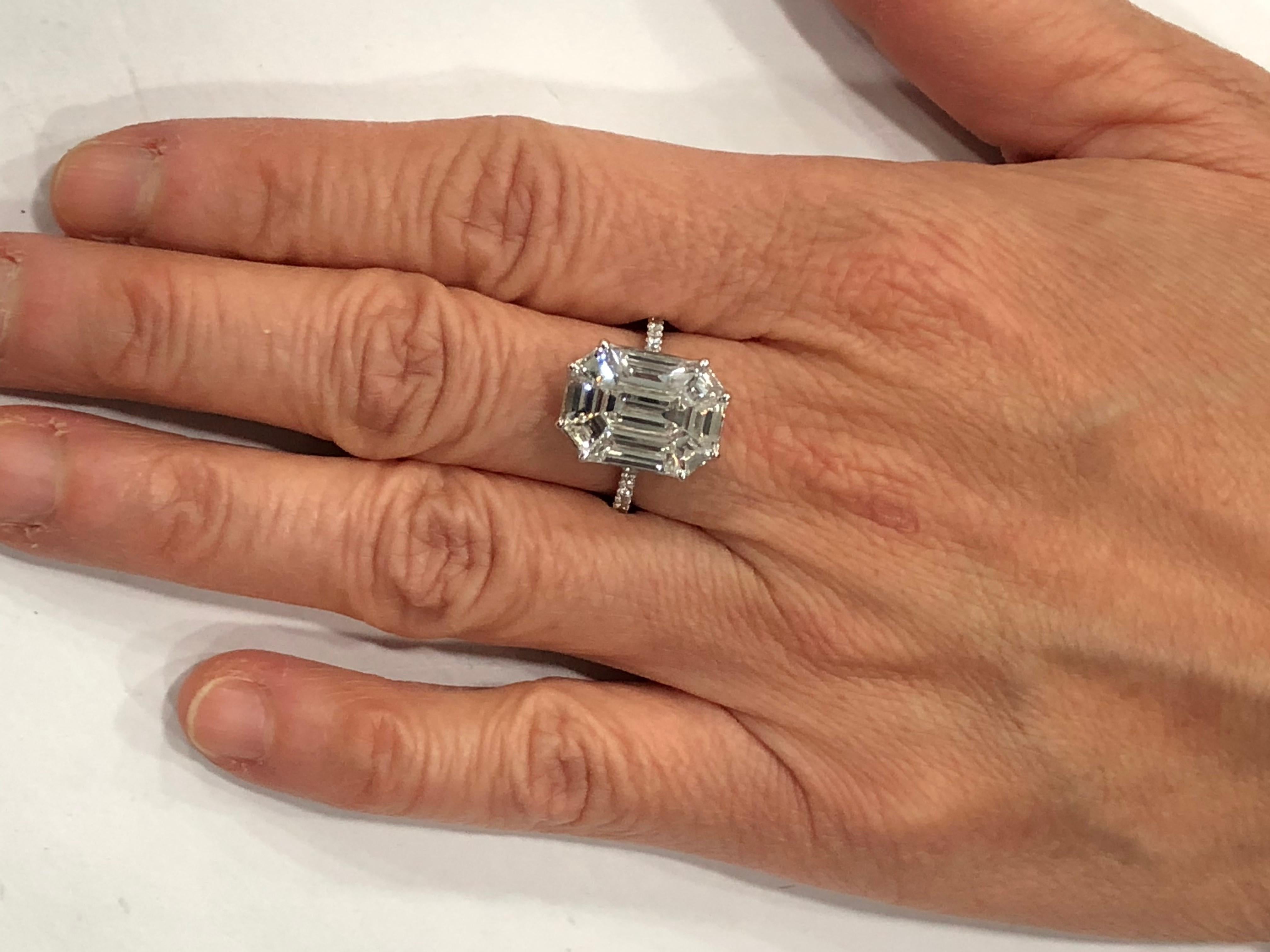 Modern 3.16 Carat Emerald Cut Illusion Diamond Ring 18 Karat White Gold