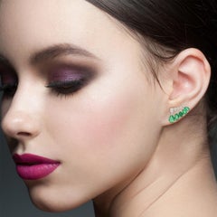 3.16 Carat Emerald Diamond 10 Karat Gold Stud Earrings