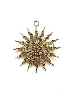 3.16 Carat Old European Cut Diamond Halley's Comet 18k Gold Pendant Brooch
