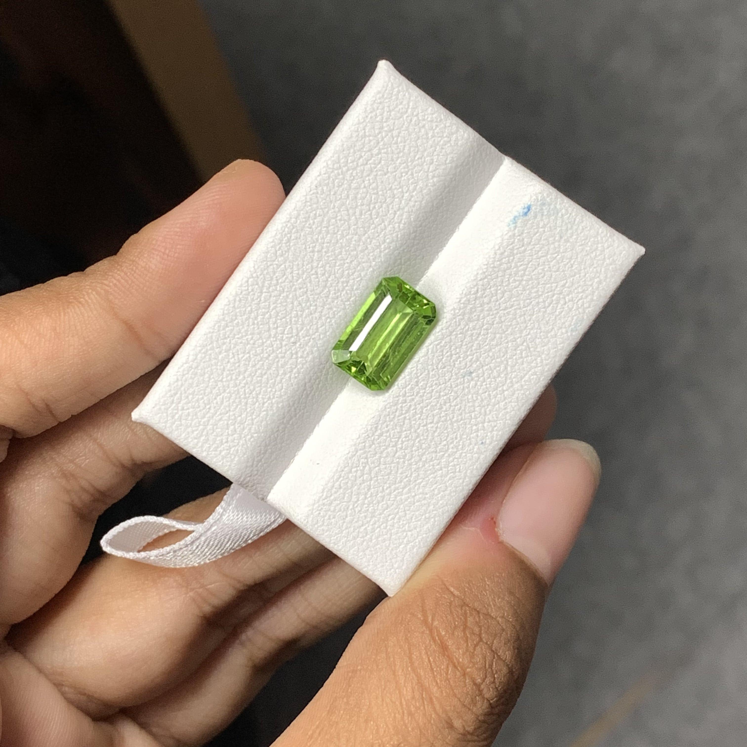 3.16 Carat Pure Green Elongated Emerald-cut Peridot Gemstone 1