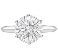 3.16 Carat Round Diamond D Internally Flawless Solitaire Platinum Ring