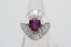3.16 Carat Ruby Diamond Platinum Ballerina Ring