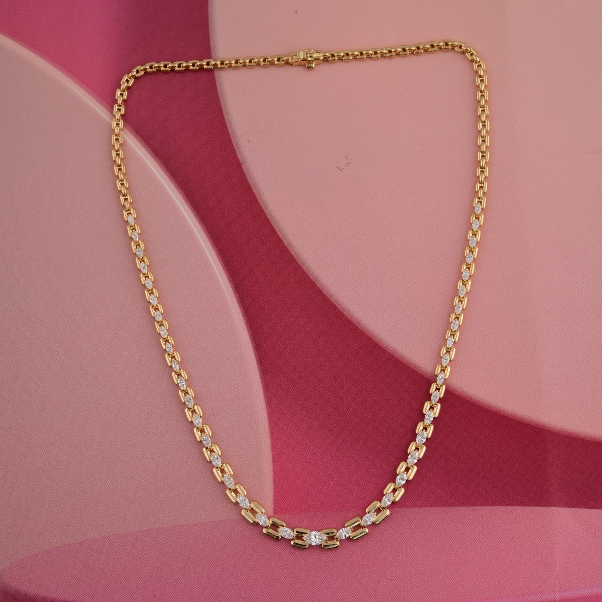 Collana con diamanti marquise da 3,16 carati SI Clarity HI Color Oro giallo 18 carati in vendita 1