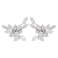 Clous d'oreilles en diamant rond Marquise Pear SI/HI de 3,16 carats en or blanc 18 carats