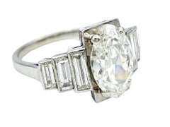 3.16 Carats Total Art Deco Style Marquise & Baguette Diamond Engagement Ring