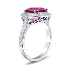 3.16 Carats Red Rubellite Diamonds set in 18K White Gold Ring