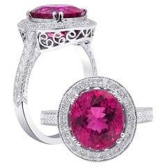 3.16 Carats Red Rubellite Diamonds set in 18K White Gold Ring
