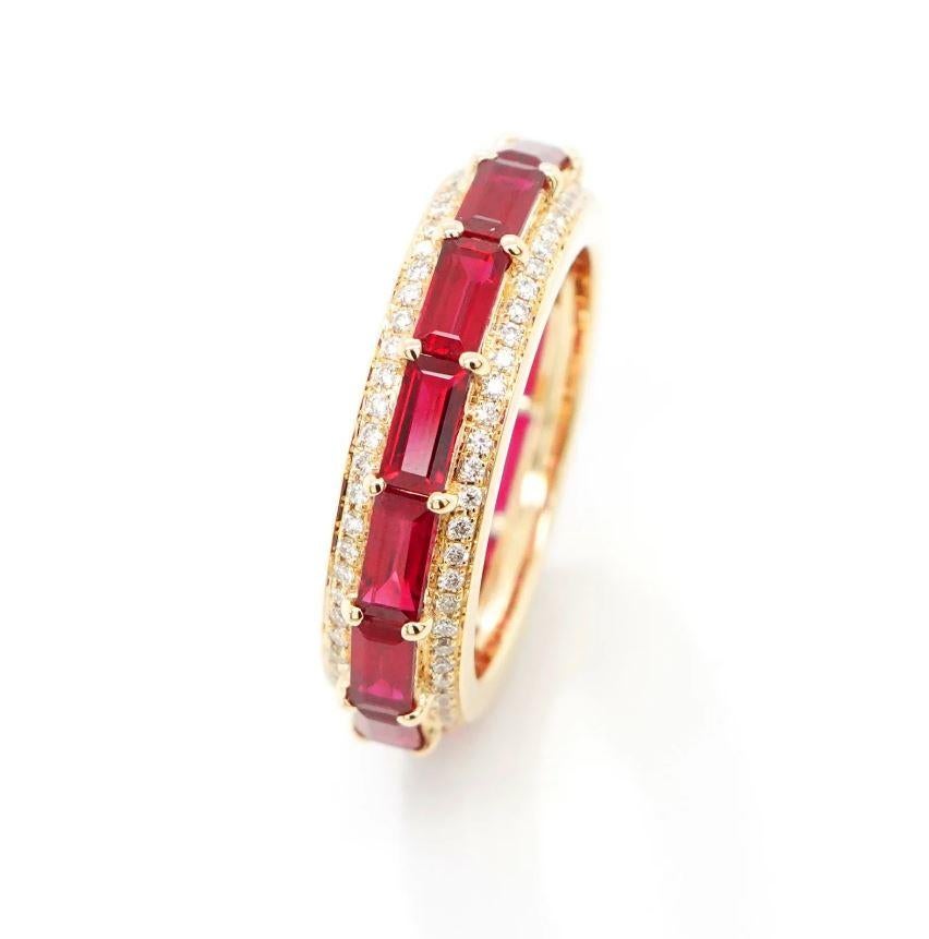 Baguette Cut BENJAMIN FINE JEWELRY 3.16 cts Baguette Ruby 18K Eternity Ring For Sale