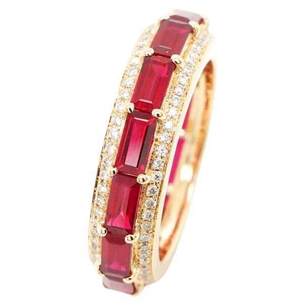 BENJAMIN FINE JEWELRY 3.16 cts Baguette Ruby 18K Eternity Ring For Sale