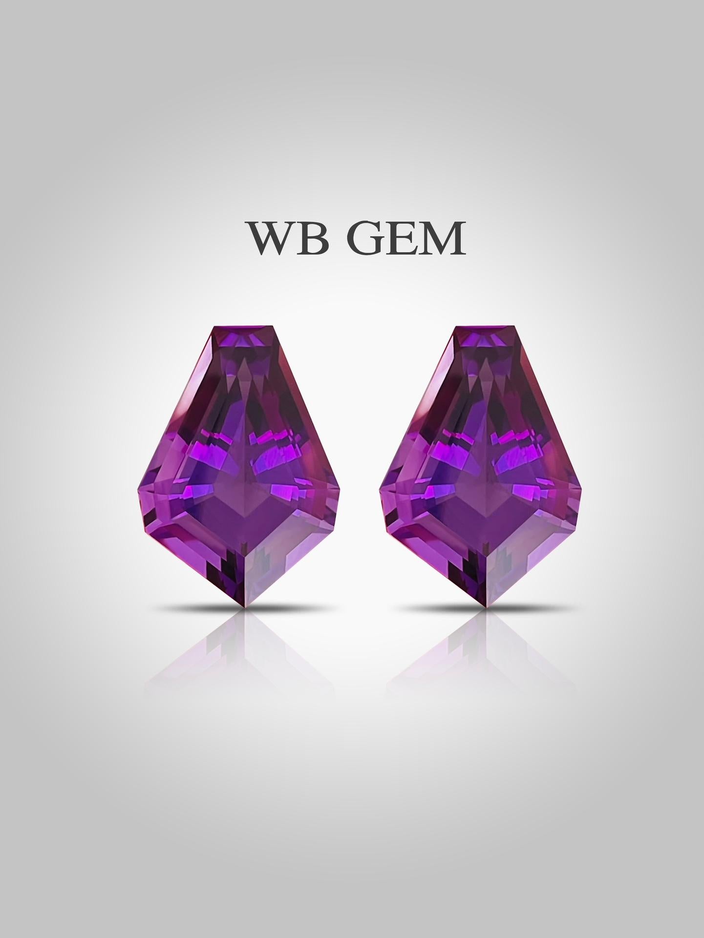 31.61ct Natural pair Amethyst Brazil Beauty cut design ready for earring  For Sale 5