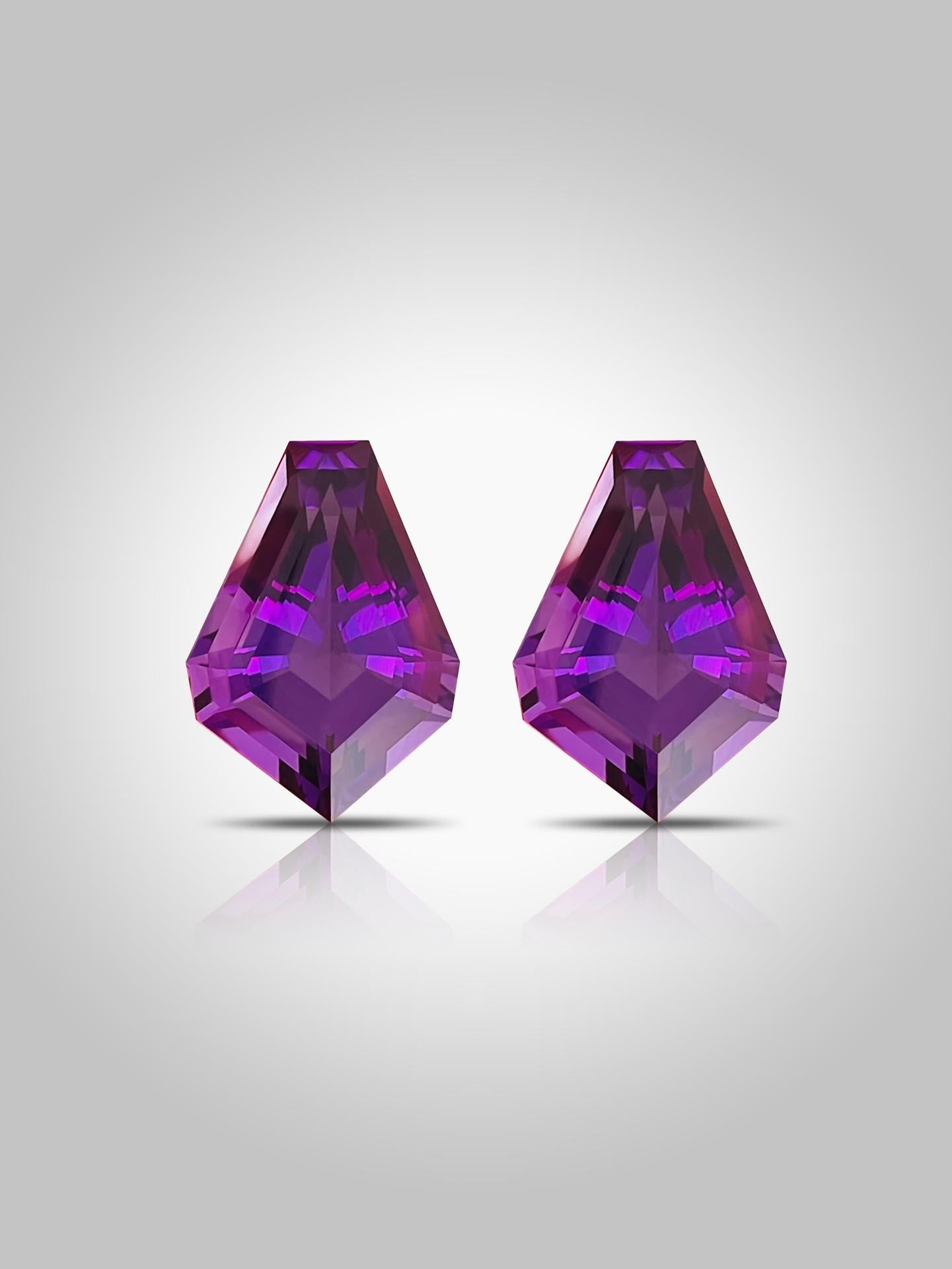 31.61ct Natural pair Amethyst Brazil Beauty cut design ready for earring  For Sale 4
